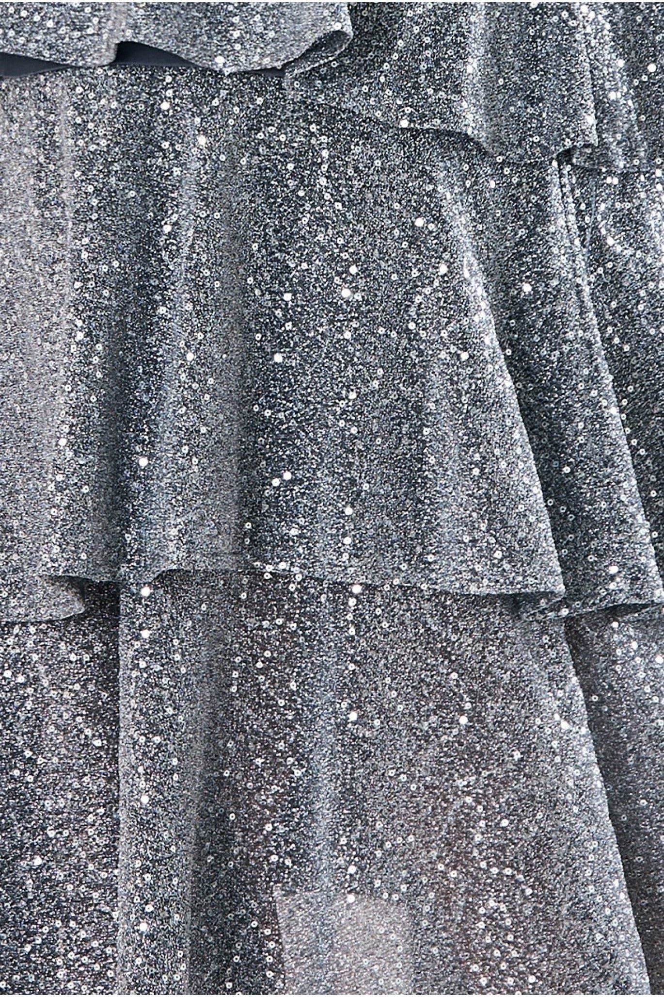 Maternity Sequin Lurex Tiered Midi Silver DR3656MAT