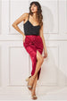 Satin Knotted Midi Skirt - Wine by Goddiva