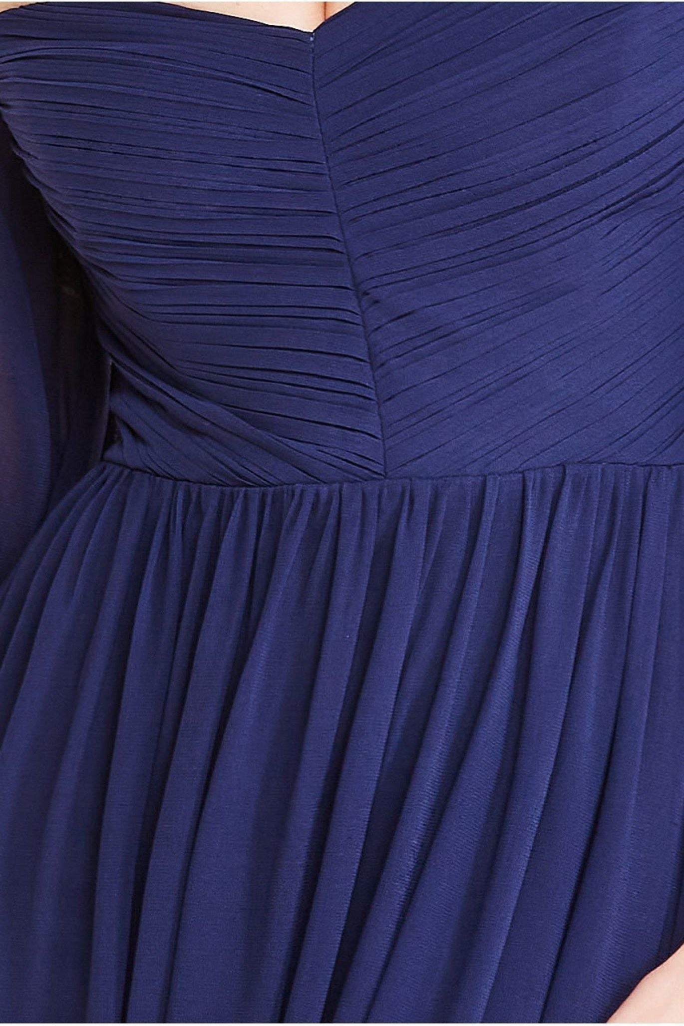 Chiffon Off The Shoulder Maxi With Cape Sleeves  - Navy DR3780