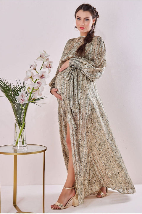 Maternity Chiffon Printed Maxi Snake Print by Goddiva