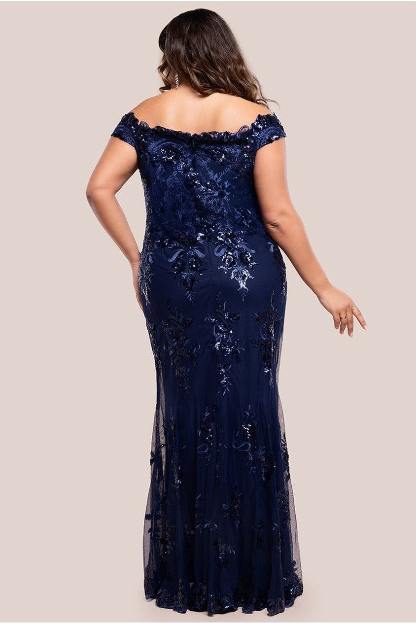 Bardot Sequin Embroidered Maxi Dress - Navy Blue DR1254P