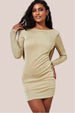 Glitter Cowl Back Mini With Sleeves - Gold by Goddiva