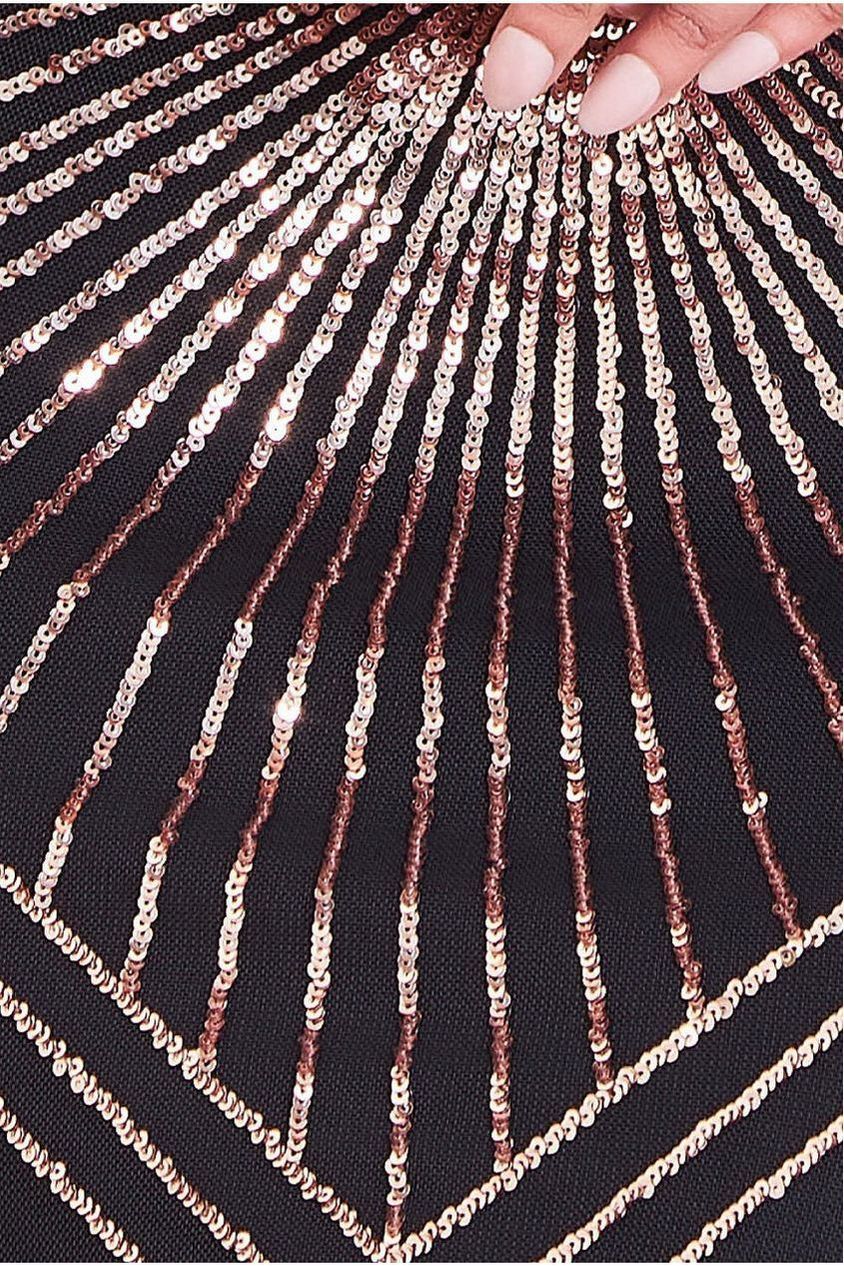 Modesty Starburst Sequin Maxi Dress - Rose Gold DR1824MOD