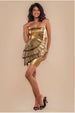 Fan Pleated Boobtube Scuba Crepe Mini - Gold by Goddiva
