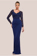 Scalloped Lace & Scuba Maxi Dress - Navy by Goddiva