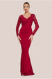 Scalloped Lace & Scuba Maxi Dress - Wine by Goddiva