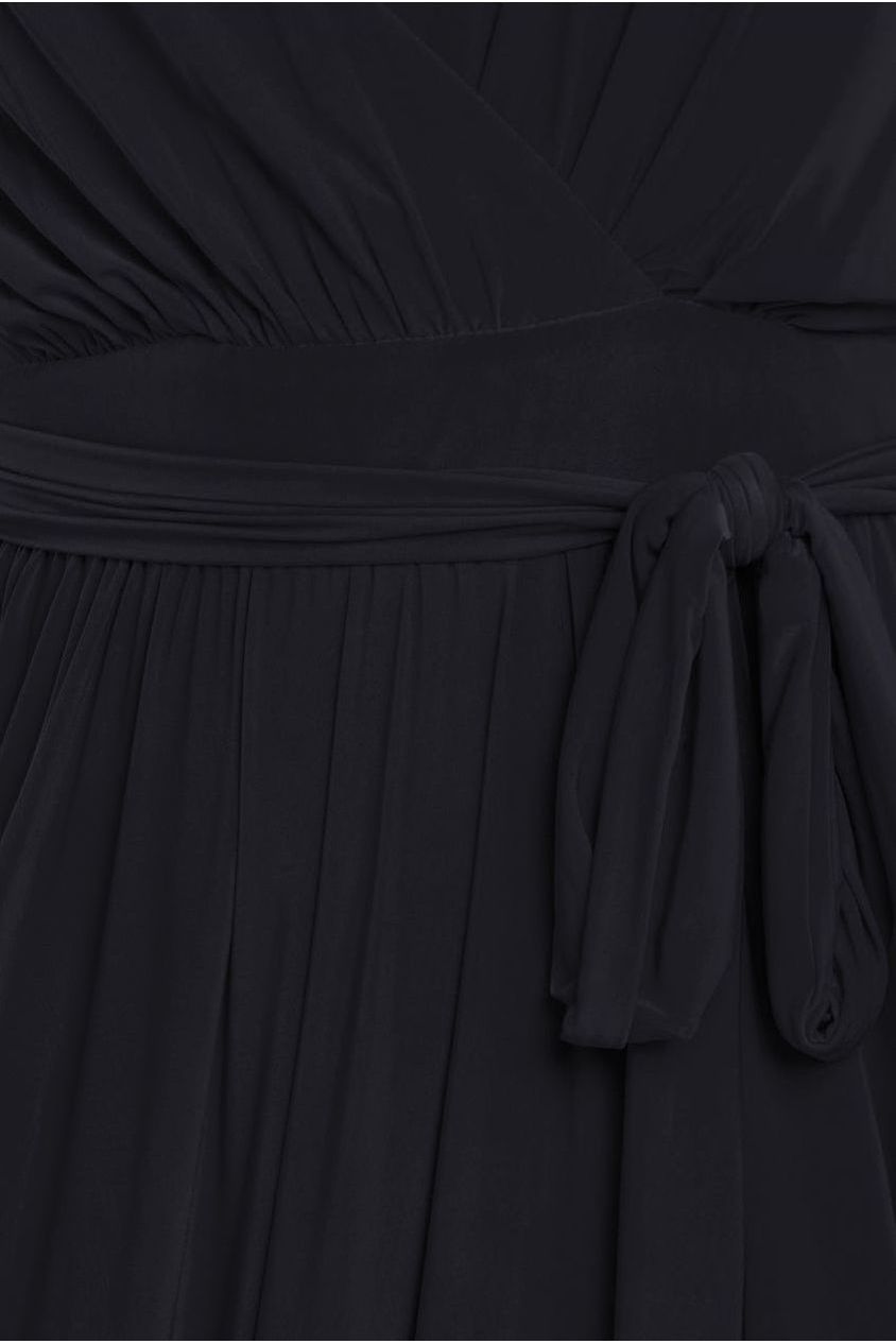 Wrap Front Maxi With Flutter Sleeves - Black DR2565