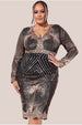 Scalloped Hem Starburst Midi Dress - Rose Gold by Goddiva Plus