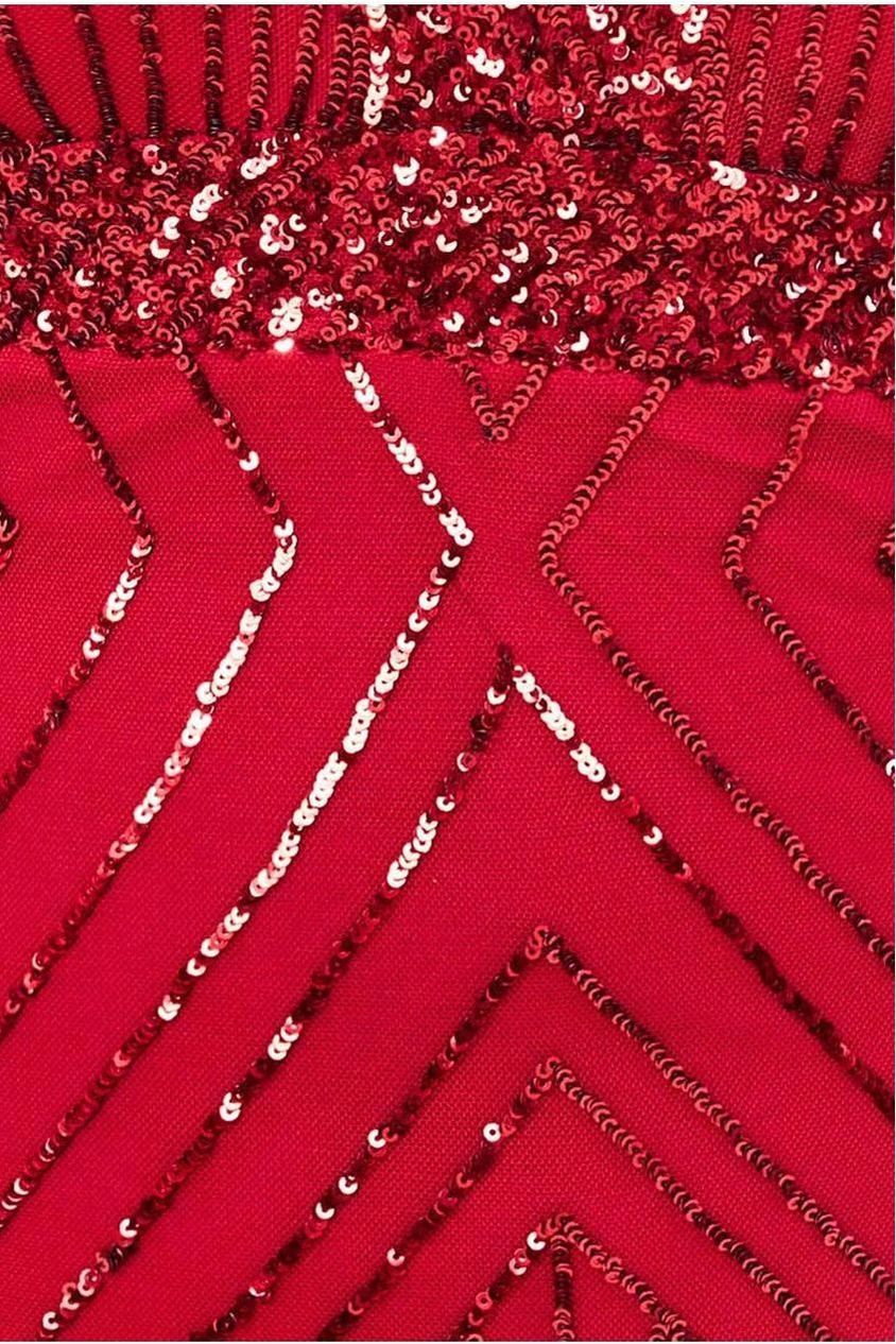 Scalloped Hem Starburst Midi Dress - Red DR2617P