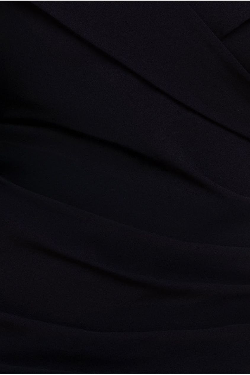 Scuba Crepe Off Shoulder Front Split Maxi Dress - Black DR2930PLUS