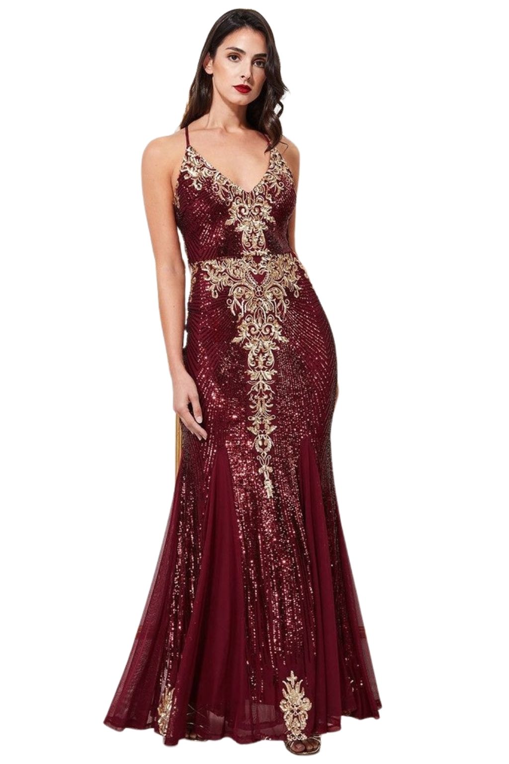 Stephanie Prat Sequin And Chiffon Maxi - Blackgold DR1168