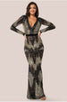Long Sleeve Sequin Evening Maxi Dress - Black by Goddiva