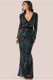 Long Sleeve Sequin Evening Maxi Dress - Emerald by Goddiva