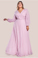 Balloon Sleeve Chiffon Maxi Dress - Pink by Goddiva Plus