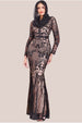 Modesty Sequin Evening Maxi Dress - Black by Goddiva