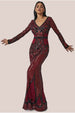 Sequin & Mesh Embroidered Maxi - Wine by Goddiva