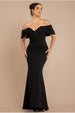 Off The Shoulder Draped Sleeve Maxi Dress - Black by Goddiva