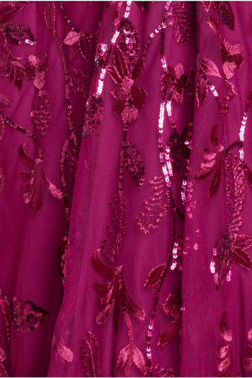 Flared Sleeve Embroidered Maxi Dress - Magenta DR3279A