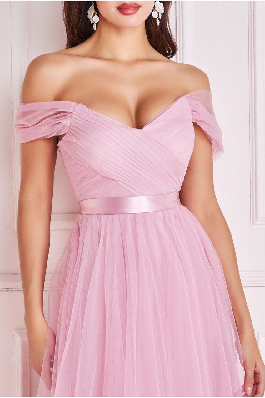 Off The Shoulder Princess Maxi Dress - Blush DR3322A