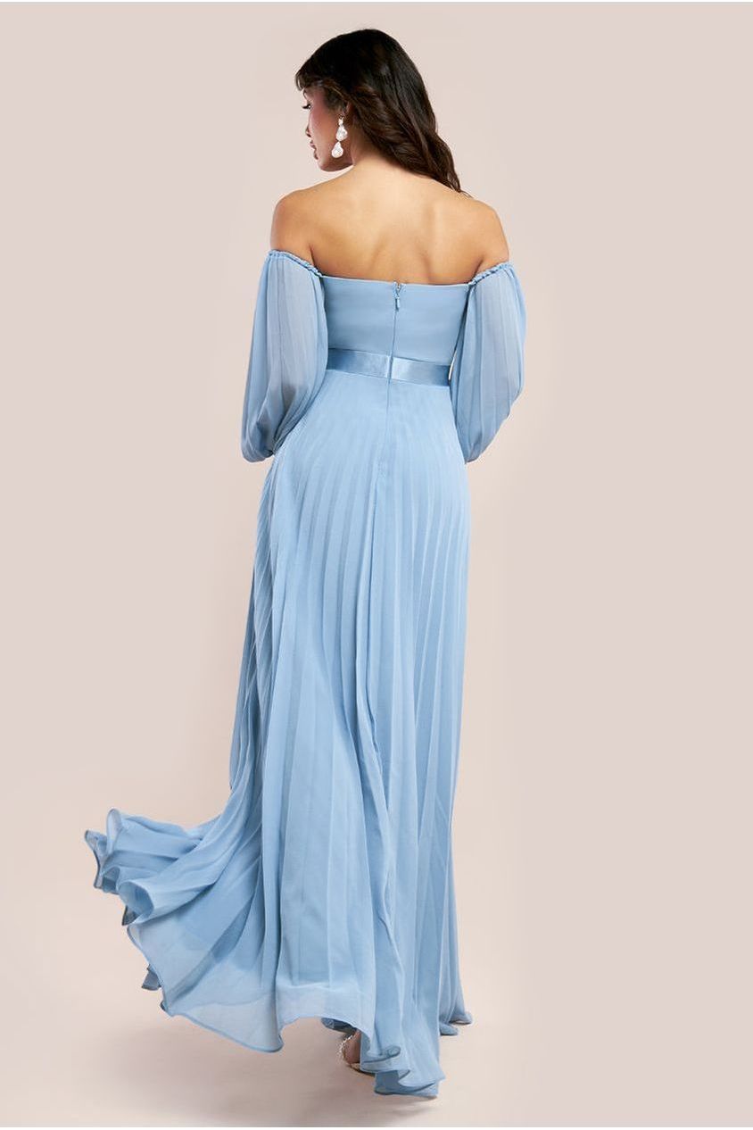 Bardot Chiffon Pleated Maxi - Blue DR3330