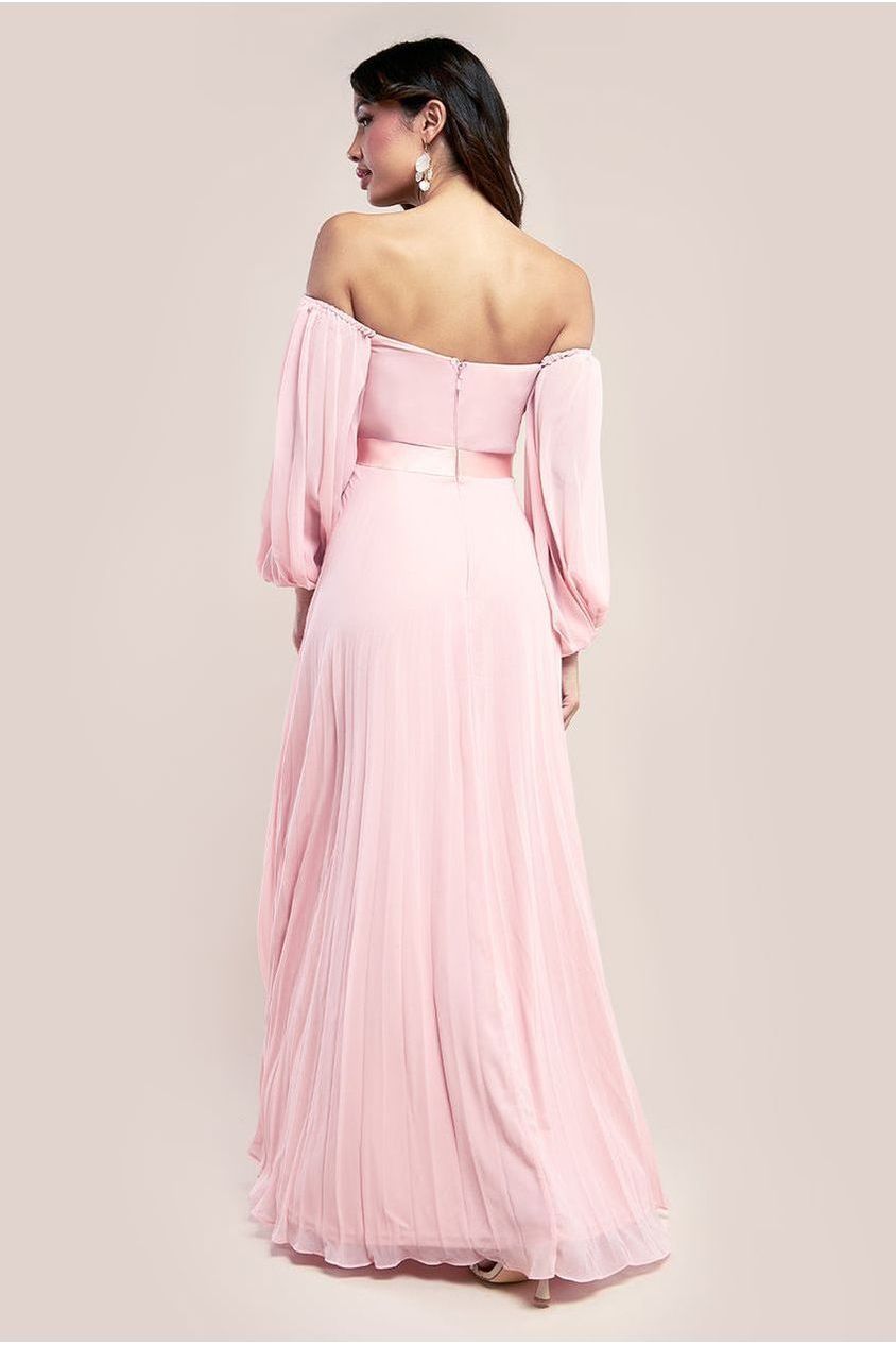 Bardot Chiffon Pleated Maxi - Blush DR3330