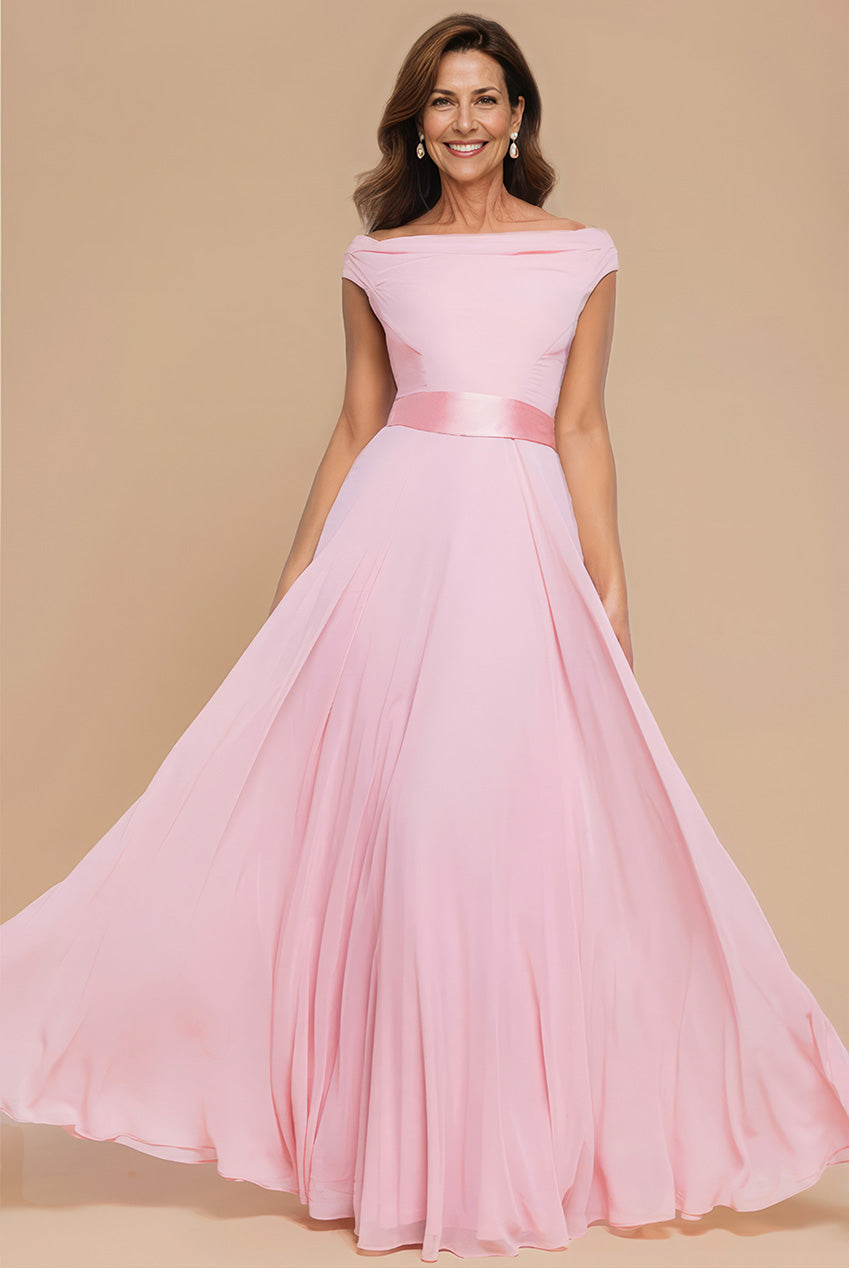 Cowl Neck Chiffon Maxi Dress - Blush Pink DR3335M