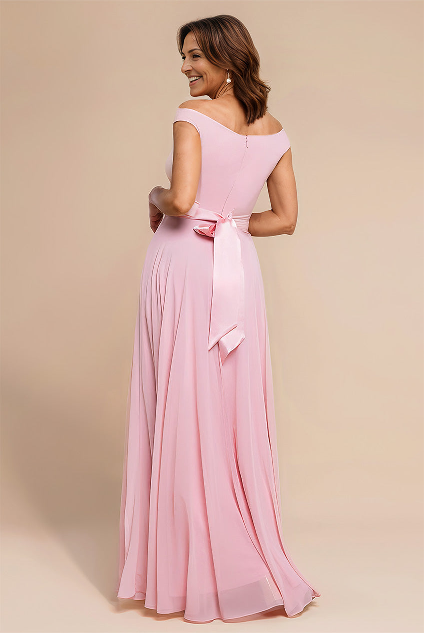 Cowl Neck Chiffon Maxi Dress - Blush Pink DR3335M