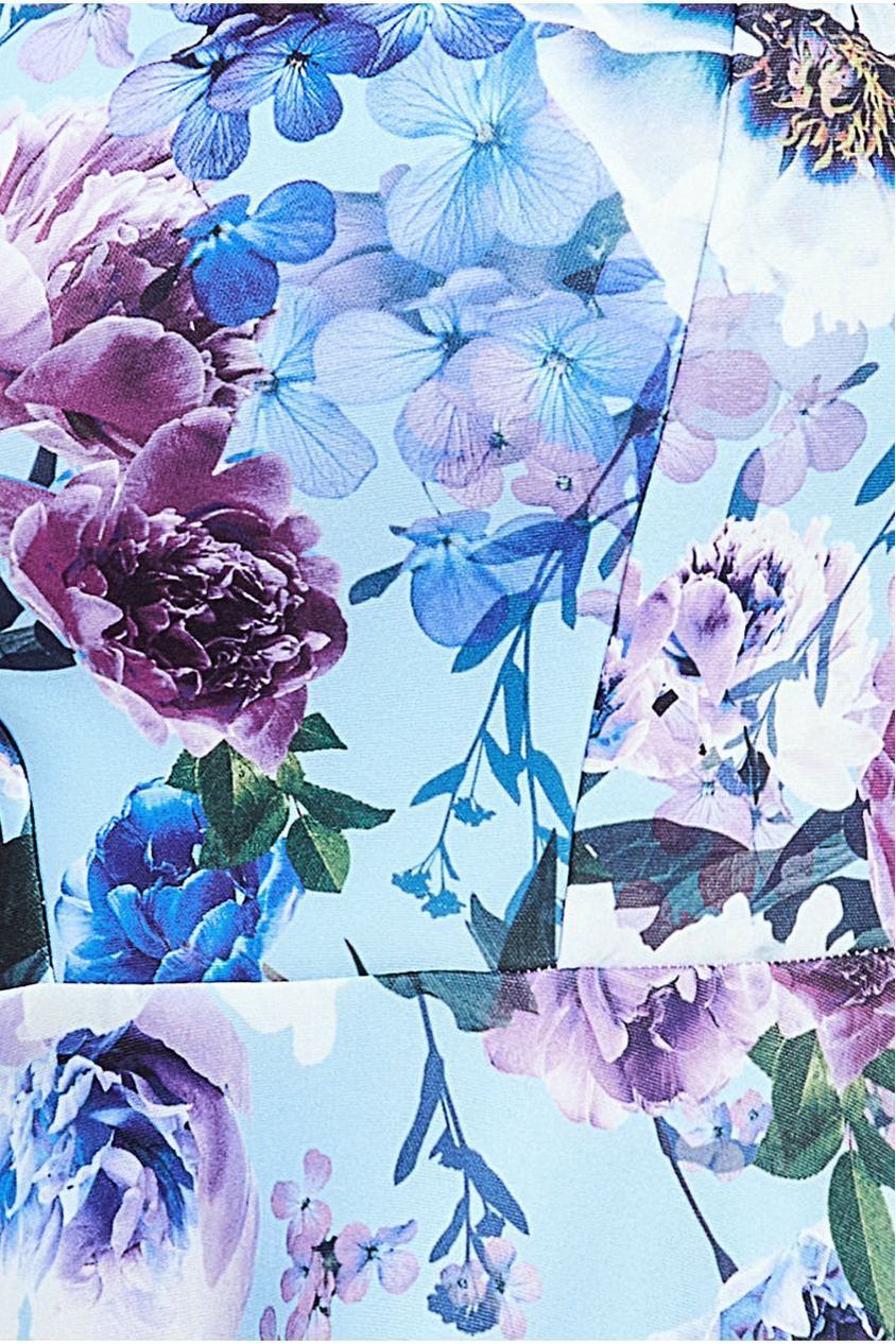 Scuba Foam Floral Midi Dress - Blue DR3341