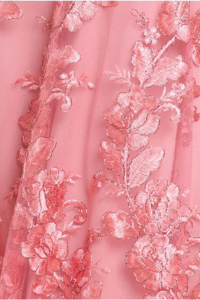 Halter Neck Lace High And Low Dress - Coral DR3346M