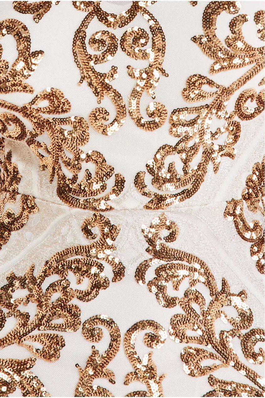 Sequin Cowl Back Maxi -  Cream DR3420