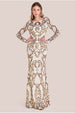 Sequin Cowl Back Maxi -  Cream by Goddiva