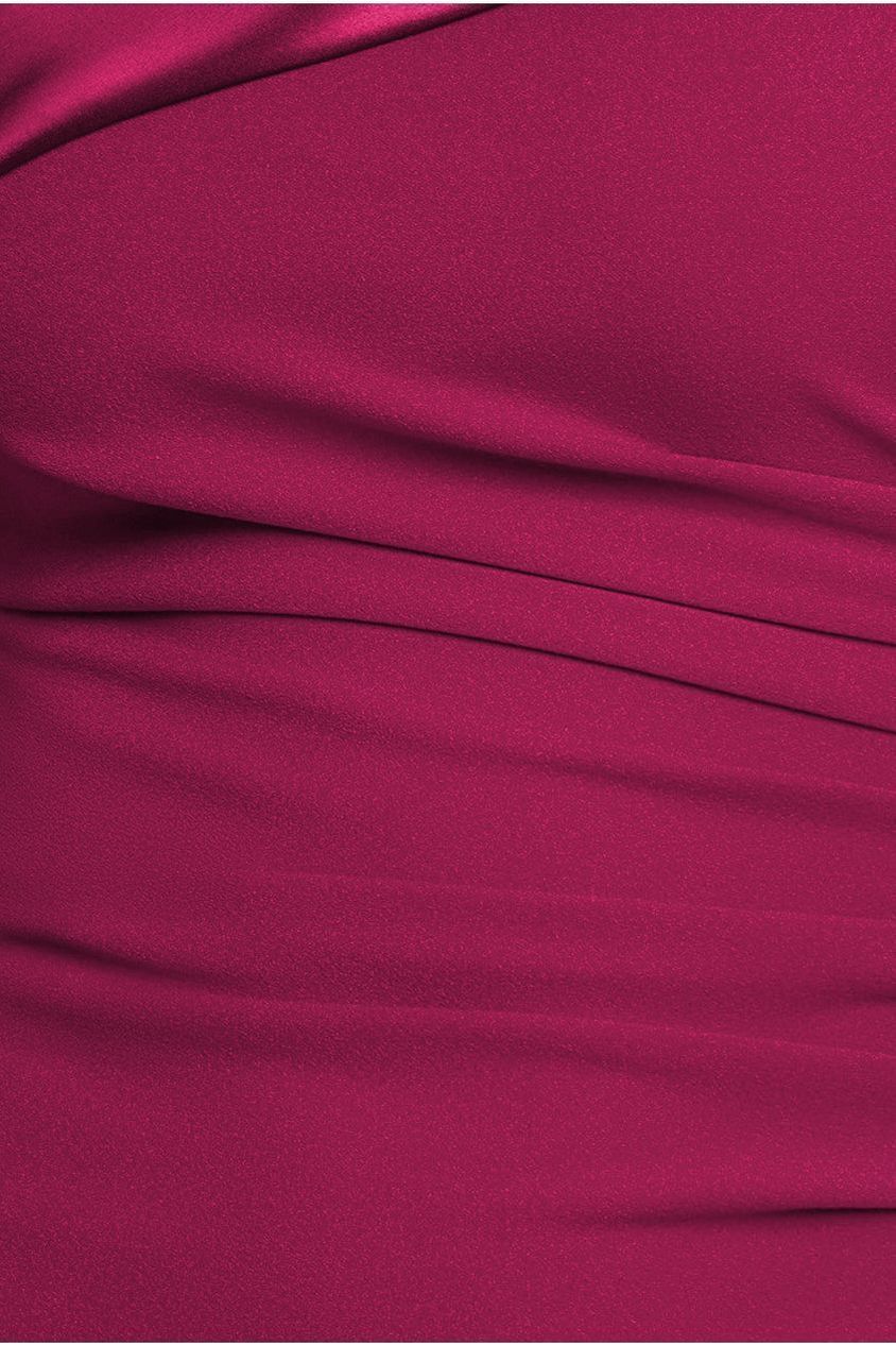 One Shoulder Satin Band Maxi Dress - Burgundy DR3454
