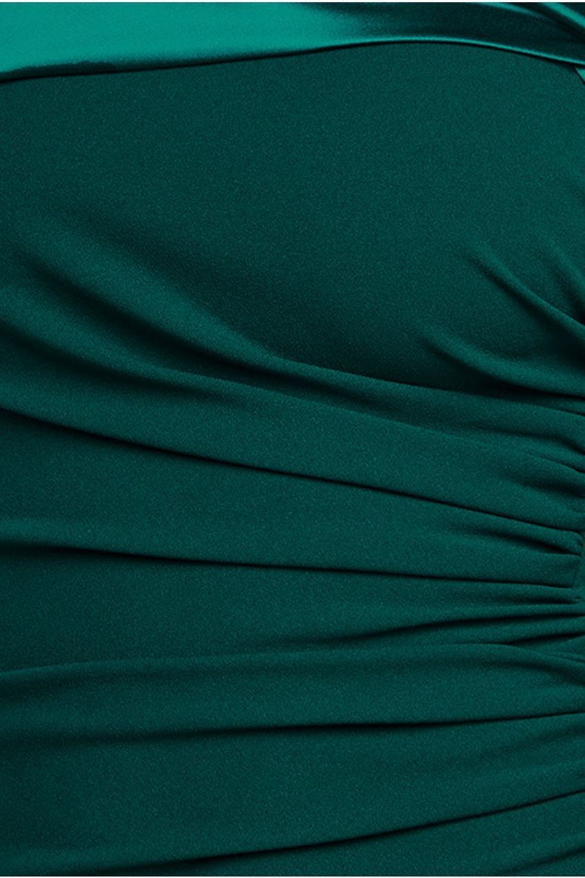One Shoulder Satin Band Maxi Dress - Emerald Green DR3454