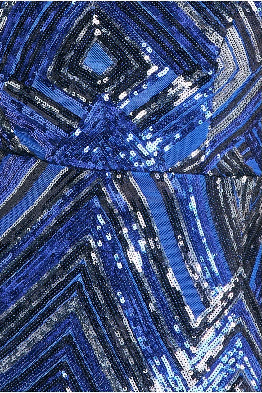 Geometric Sequin Sleeveless Maxi - Royal Blue DR3461