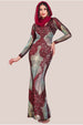 Modesty Contrast Sequin Maxi Dress - Wine by Goddiva