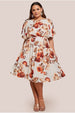 Wrap Back Flutter Sleeve Midi Dress - Beige by Goddiva Plus