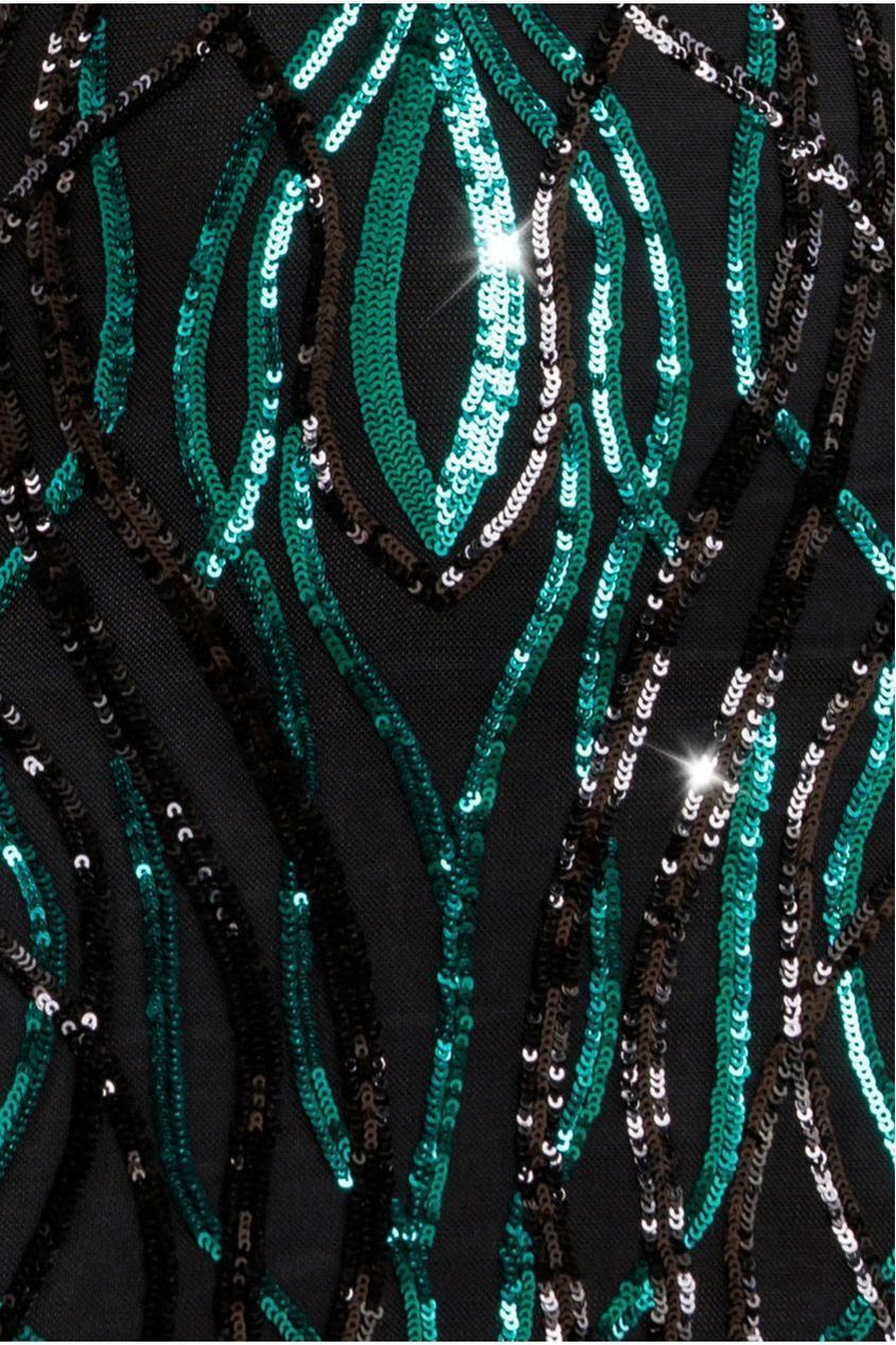 Long Sleeve Sequin Flame Maxi - Emerald Green DR3486