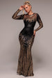 Long Sleeve Aztec Sequin Maxi Dress - Gold by Goddiva