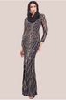 Modesty Geo Sequin Maxi Dress - Black by Goddiva
