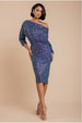 Sequin Cowl Neck Midi Dress - Royal Blue by Goddiva