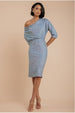 Sequin Cowl Neck Midi Dress - Silver by Goddiva