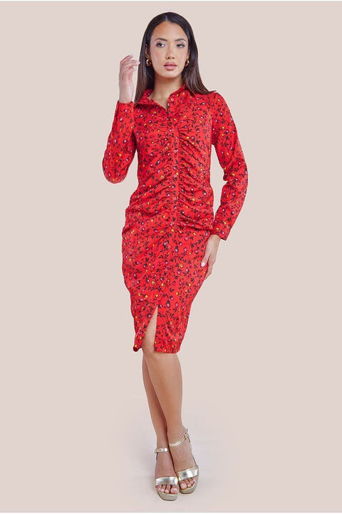 Floral Print Shirt Dress - Red by City Goddess
