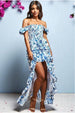 Layered Dipped Hem Floral Maxi - Blue by Goddiva