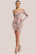 Off The Shoulder Ruched Mini - Champagne by Goddiva