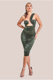 Ring Detail One Shoulder Ruched Midi - Khaki by Goddiva