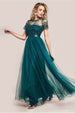 Embroidered Mesh Maxi Dress - Emerald Green by Goddiva