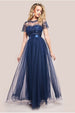 Embroidered Mesh Maxi Dress - Navy by Goddiva