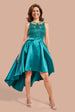 Sequin & Satin Dipped Hem Midi Dress - Emerald Green by Goddiva