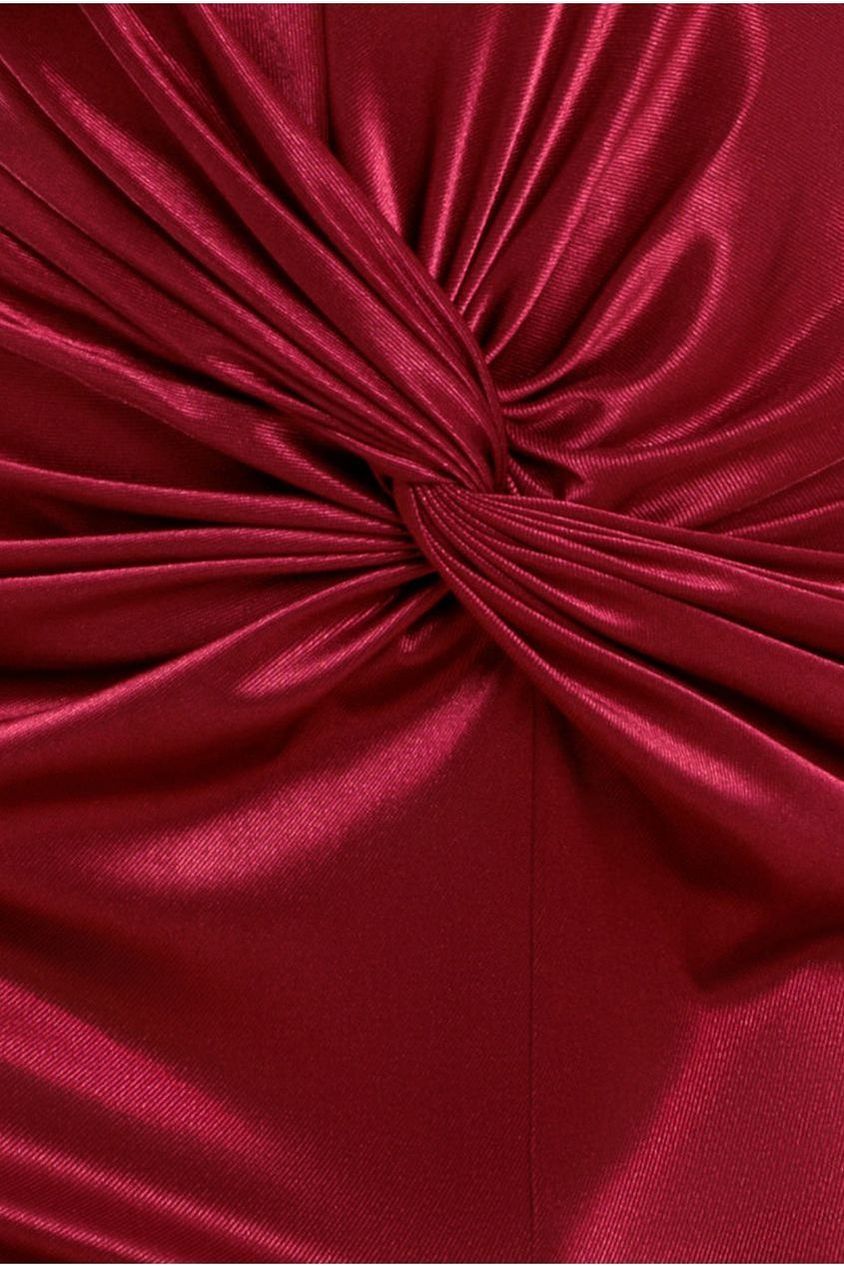 Satin Wrap Knotted Midi Dress - Wine DR3637