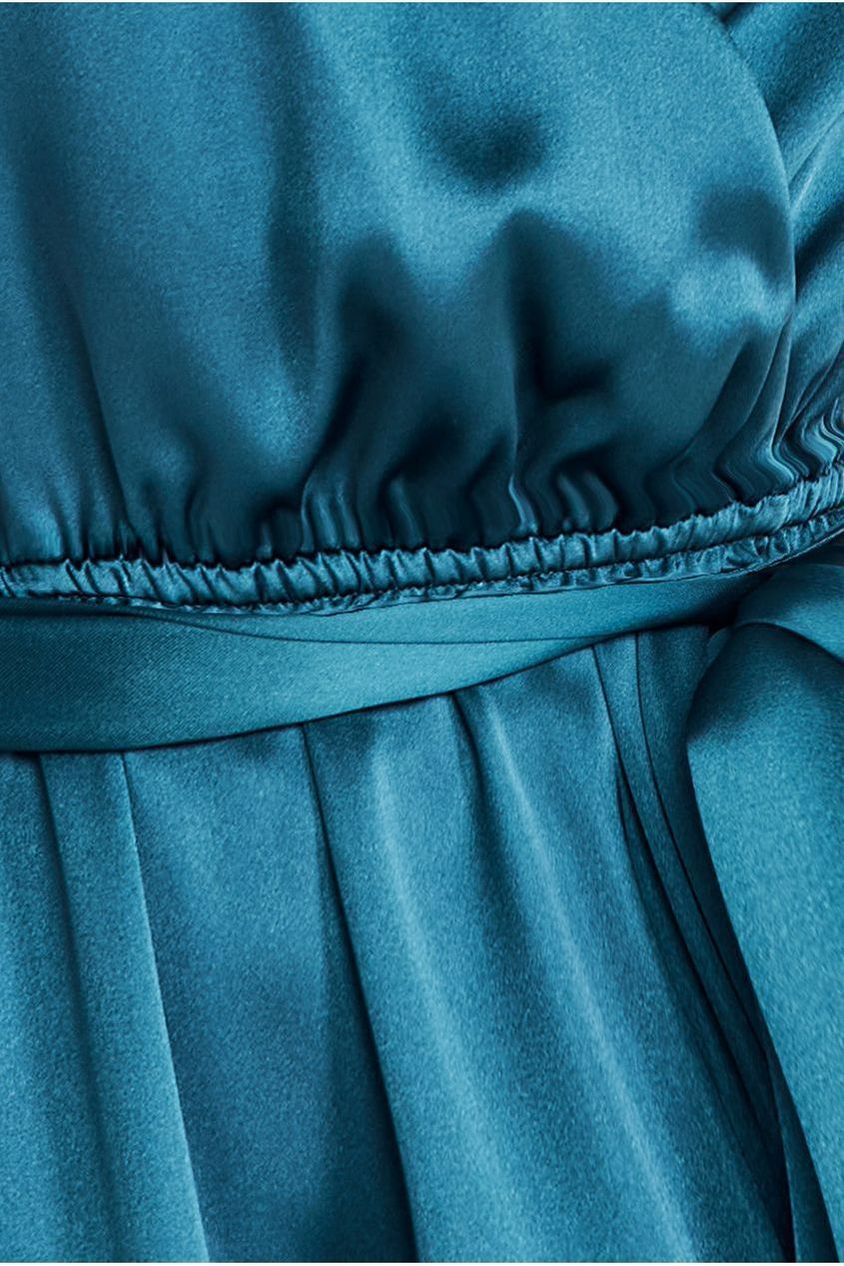 Flutter Sleeve With Elastic Midi Dress - Emerald Green DR3641